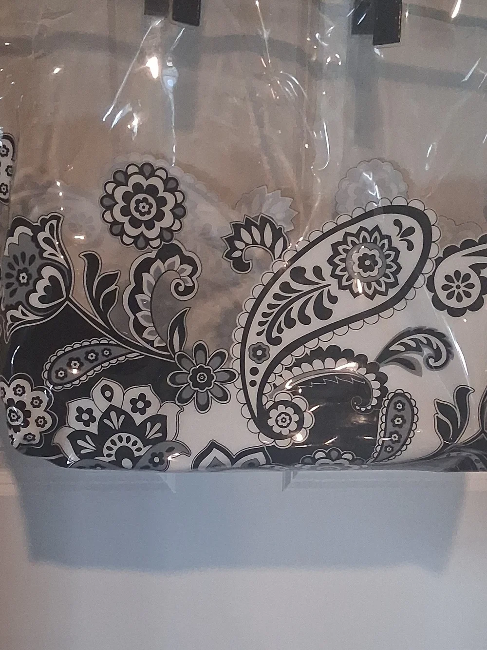 Vera Bradley Clear Black Paisley Tote Bag - Stylish Women’s Beach & Everyday Bag